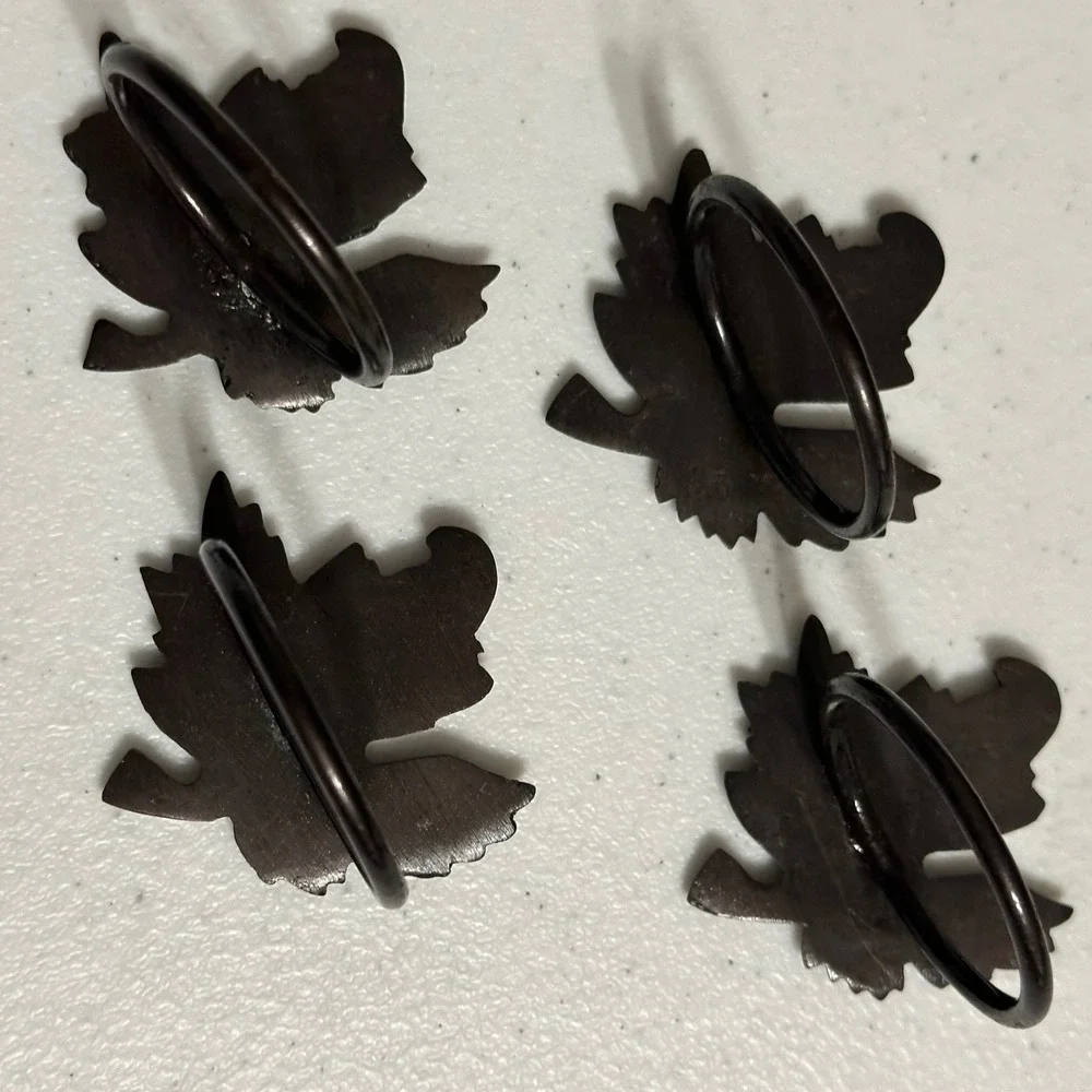 Maple Leaf Napkin Rings‎ Set of 4 Metal Autumn Fall Harvest Bronze Tone Rustic